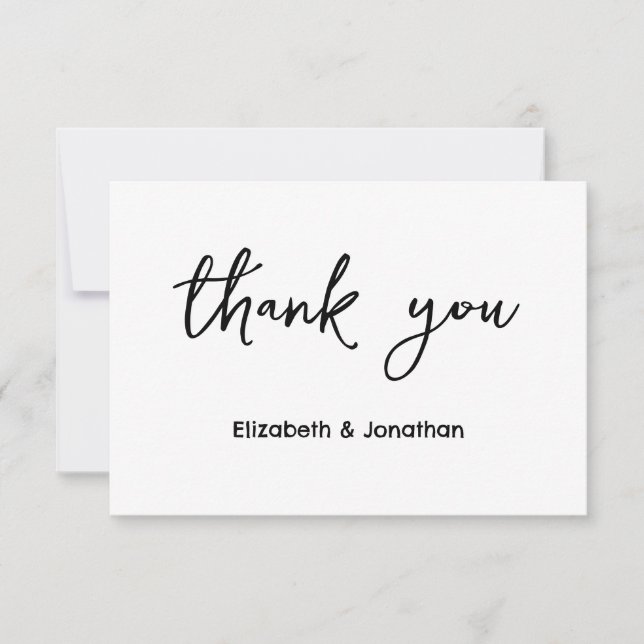Cartão De Agradecimento Casamento de Script Elegante (Frente)