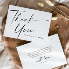 Cartão De Agradecimento Casamento de Script Elegante Moderno