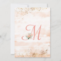 Casamento de Script Floral bonito Monograma Rosa