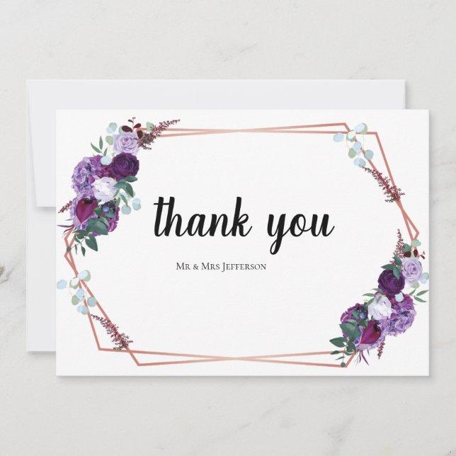 Cartão De Agradecimento Casamento de Script Floral Moderno (Frente)