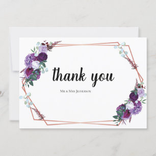 Cartão De Agradecimento Casamento de Script Floral Moderno