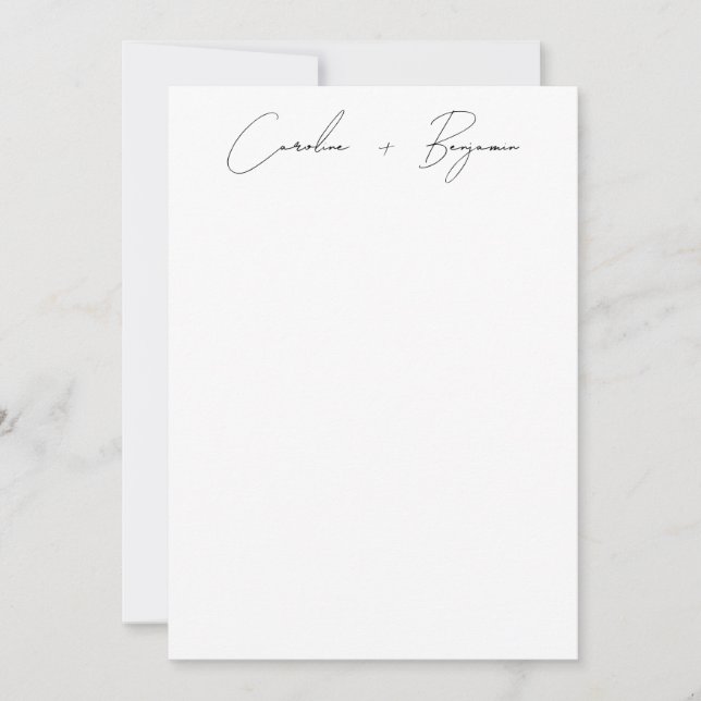 Cartão De Agradecimento Casamento de Script Manuscrito Personalizado Elega (Frente)