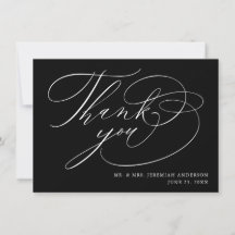 Casamento de Script Moderno Branco Negro Elegante