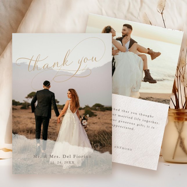 Cartão De Agradecimento Casamento De Sobreposição De 2 Fotos Botânica De S (Criador carregado)