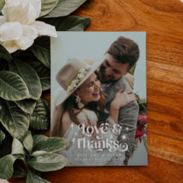 Cartão De Agradecimento Casamento de Sobreposição de Obrigados e Amor Retr