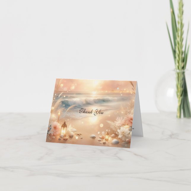 Cartão De Agradecimento Casamento de Sonhos Solares e Sparkle (Frente)