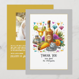 Cartão De Agradecimento Casamento de Taco e Tequila Fiesta Mexicana
