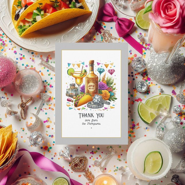 Cartão De Agradecimento Casamento de Taco e Tequila Fiesta Mexicana (Taco & Tequila Mexican Fiesta Wedding Thank You Card)