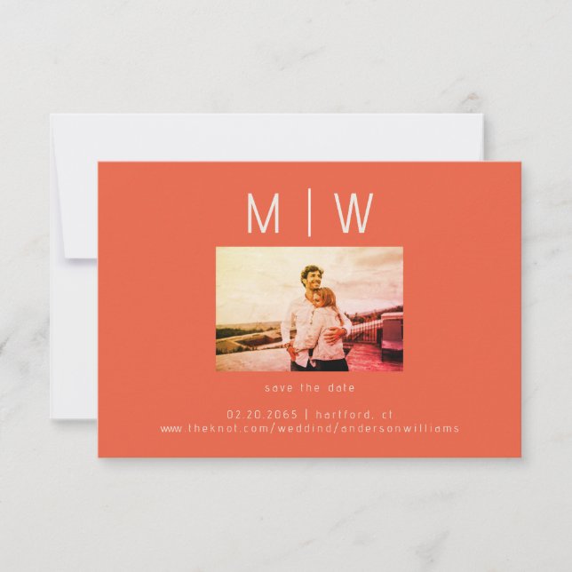 Cartão De Agradecimento Casamento de Tangerine de Foto Contemporâneo Salve (Frente)