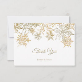 Cartão De Agradecimento Casamento de Tema de Natal Elegante com Flocos de 