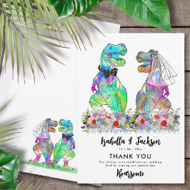 Cartão De Agradecimento Casamento De Tema Dinossauro Obrigado