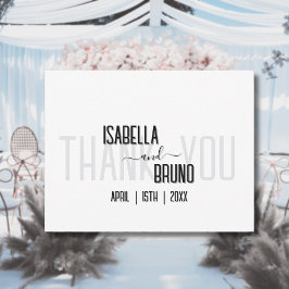 Cartão De Agradecimento Casamento de Texto Personalizado Preto Moderno e N