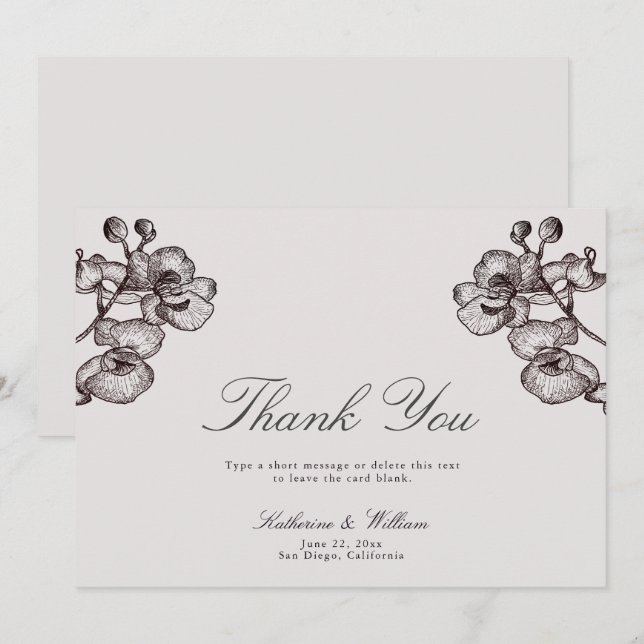 Cartão De Agradecimento Casamento de Tinta 3 Clássica Clássica Moderna Ele (Frente/Verso)