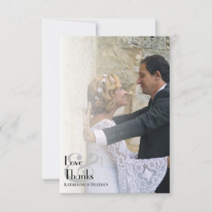 Cartão De Agradecimento Casamento de Tipografia Moderna com Sobreposição d