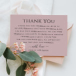 Cartão De Agradecimento Casamento de tipografia pálido e empoeirado<br><div class="desc">Cartões de agradecimentos de casamento simples e elegante em rosa pálido e poeirento,  cor pastel. Entre em contato comigo se precisar de itens adicionais.</div>