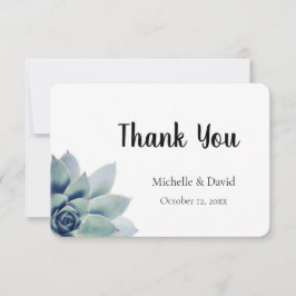 Cartão De Agradecimento Casamento de Tipografia Suculenta Elegante Greener