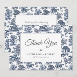 Cartão De Agradecimento Casamento de Túneis de Cavalo Azul-Chic, Elegante