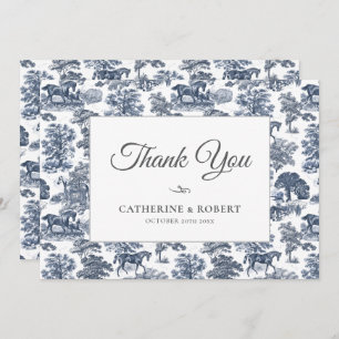 Cartão De Agradecimento Casamento de Túneis de Cavalo Azul-Chic, Elegante