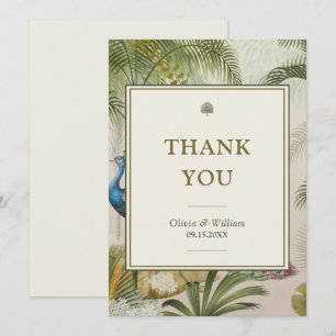 Cartão De Agradecimento Casamento de Vazio Tropical Peacock Palm 5x7 Obrig