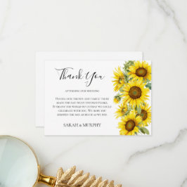 Cartão De Agradecimento Casamento de Verão com Girassóis Elegantes