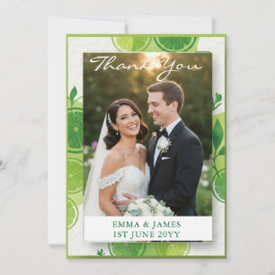 Cartão De Agradecimento Casamento de Verão com Limão e Verde Chartreuse