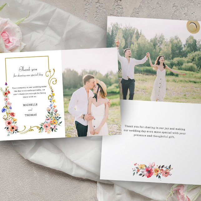 Cartão De Agradecimento Casamento de Verão com Primavera de flor selvagem (Criador carregado)