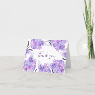 Cartão De Agradecimento Casamento de Verão Floral Purple Lilac Obrigado
