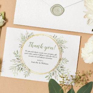 Cartão De Agradecimento Casamento de Verde Botânica Elegante