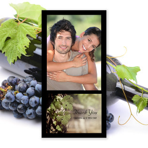 Cartão De Agradecimento Casamento De Vinha Com Folhas De Uva Obrigado
