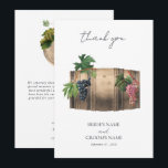 Cartão De Agradecimento Casamento de vinhas de barril de vinho russo<br><div class="desc">Um belo design de casamento de vinhedo de vinho de aquarela. Um design único que usa como foco o barril de vinho branco e as uvas. Um design moderno de uvas vinhedas com os tradicionais são elementos modernos. Um design de casamento de adegas rústicos com elementos modernos. Os convites de...</div>