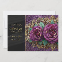Casamento de Violetas Rosas Douradas Florais Escur