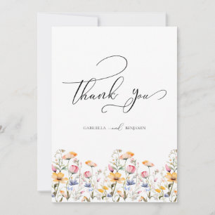 Cartão De Agradecimento Casamento De Watercolor Meadow Wildflower Obrigado