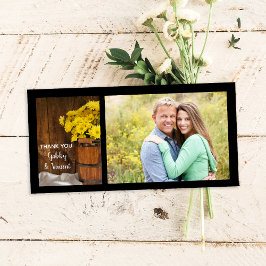 Cartão De Agradecimento Casamento de Wooden Balde Daisies País Obrigado