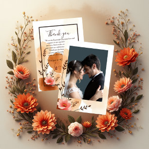 Cartão De Agradecimento Casamento Delicado de Peach Autumn