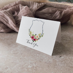 Cartão De Agradecimento Casamento Destilado Tropical Colorful Crest Floral