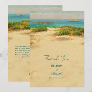 Cartão De Agradecimento Casamento Destino Costa Praia em Aquarela
