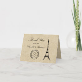 Cartão De Agradecimento Casamento do carimbo postal de Paris da torre