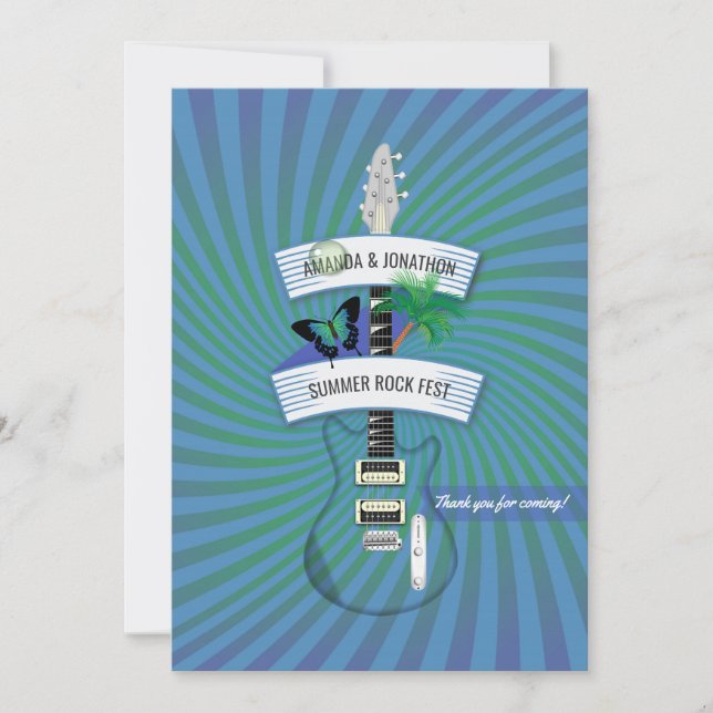 Cartão De Agradecimento Casamento do Festival de Rock de Verão (Frente)