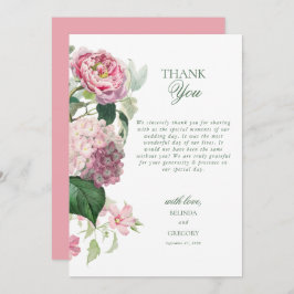 Cartão De Agradecimento Casamento do Jardim das Flores Rosa Romântica com