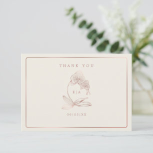 Cartão De Agradecimento Casamento do Monograma da Orquídea Botânica Elegan