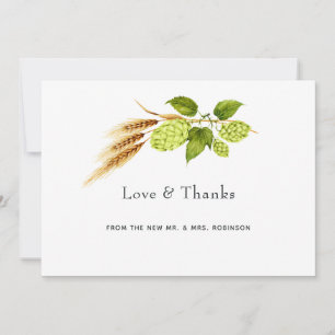 Cartão De Agradecimento Casamento do Vinhedo da Beer Willow Greenery
