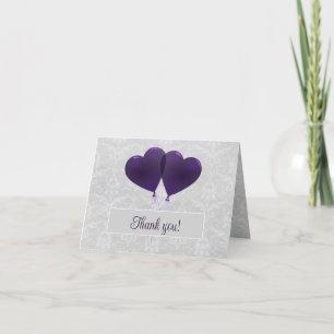 Cartão De Agradecimento Casamento dos Balões do Coração Púrpura Obrigado