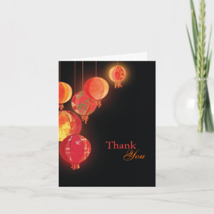 Cartão De Agradecimento Casamento dos Lanternas Vermelhas Elegantes Obriga