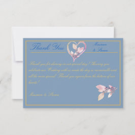 Cartão De Agradecimento Casamento Dourado, Azul, Cor-de-Rosa