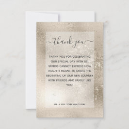 Cartão De Agradecimento Casamento Dourado com a Glitter Moderno