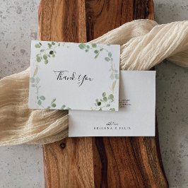 Cartão De Agradecimento Casamento Dourado de Confetti Eucalyptus Foliage