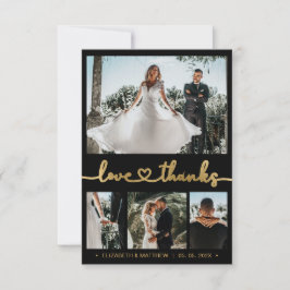 Cartão De Agradecimento Casamento Dourado de Foto Moderno 4 Obrigado