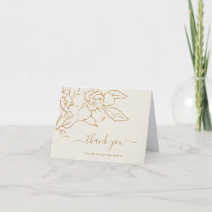 Cartão De Agradecimento Casamento Dourado de marfim com arte palha elegant