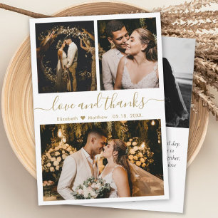 Cartão De Agradecimento Casamento Dourado de Obrigados e amor