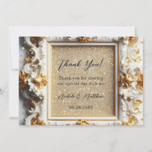 Cartão De Agradecimento Casamento Dourado do estilo barroco de luxo
